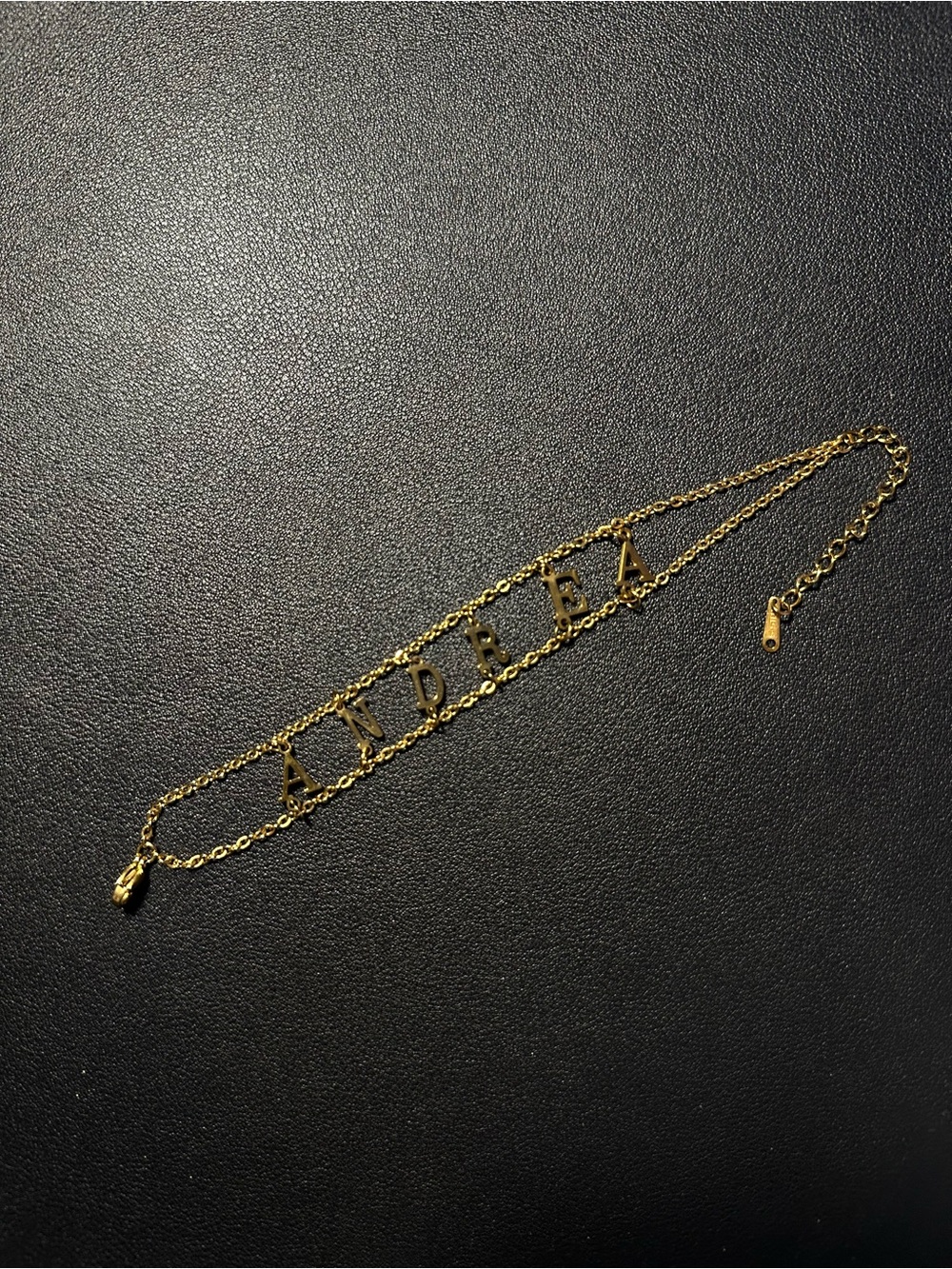 Stainless Steel Gold Initial Name Chain Bracelet - ANDREA